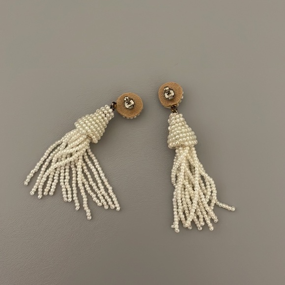 Deepa Gurnani white beaded tassel earrings - Picture 2 of 2